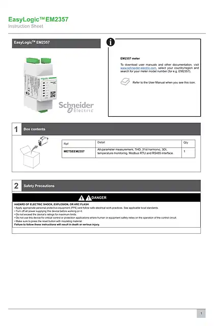 schneider施耐德EasyLogic EM2357 英文产品说明书